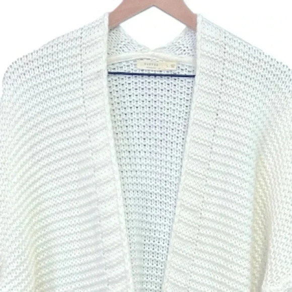 Harper Heritage Chunky Knit Bubble Sleeve Open Front Cardigan Sweater Ivory Lg - Picture 10 of 11
